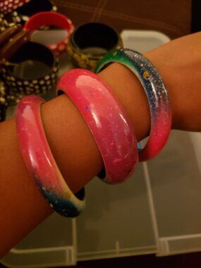 Rainbow Ombre Wooden Bangles
